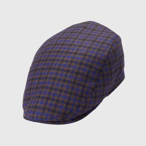 GROSVENOR FLAT CAP  IN BLUE & BROWN  image
